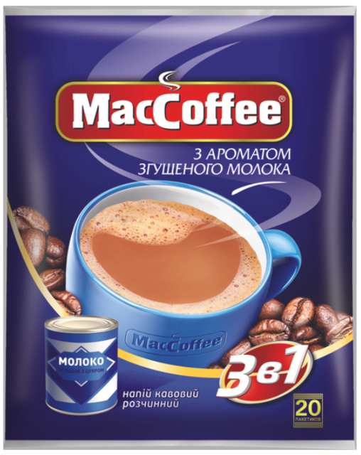 Кавовий напій 3в1 MacCoffee з ароматом згущеного молока 18 г x 20 шт